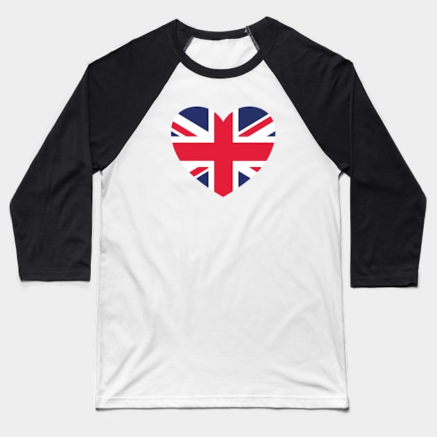 British Union Flag Heart Baseball T-Shirt by DPattonPD